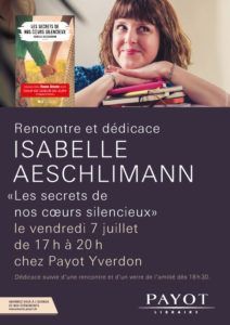 Affiche Payot librairie - Dédicace Isabelle Aeschlimann - YVERDON