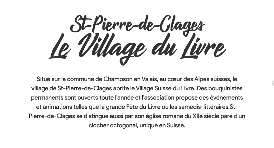 Samedi-littéraire au Village du Livre à St Pierre-de-Clages